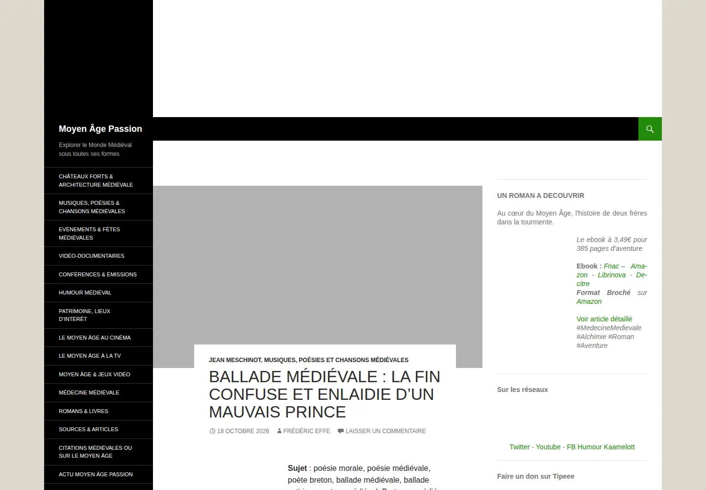 Screenshot of moyenagepassion.com