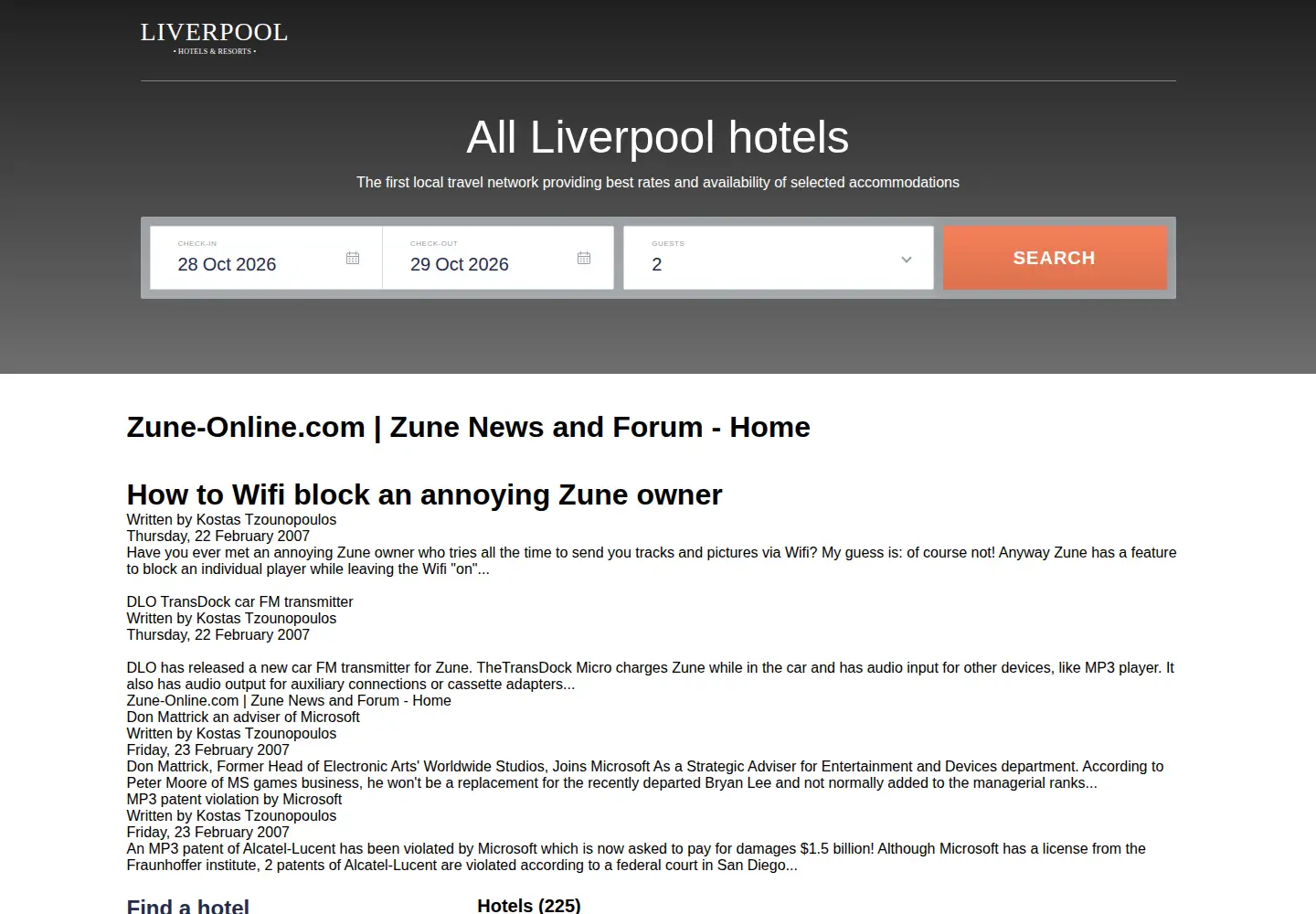 Captured homepage of zune-online.com in the current scan