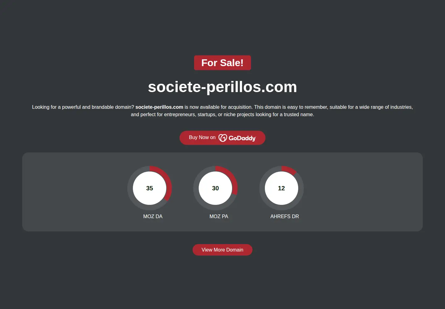 Captured homepage of societe-perillos.com in the current scan