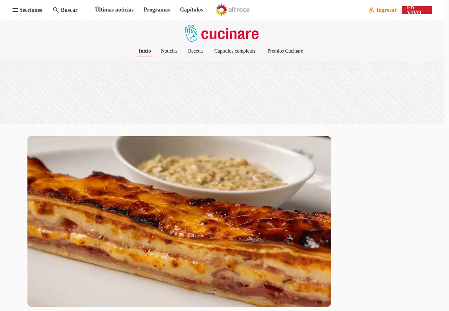 Captured homepage of cucinare.tv in the current scan