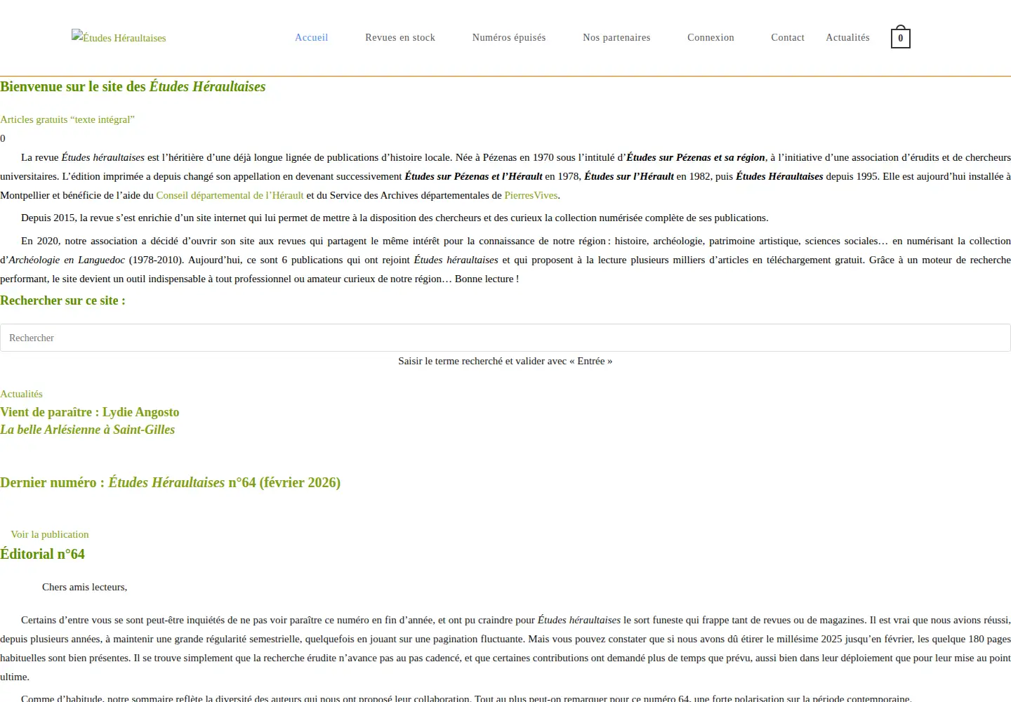 Screenshot of etudesheraultaises.fr