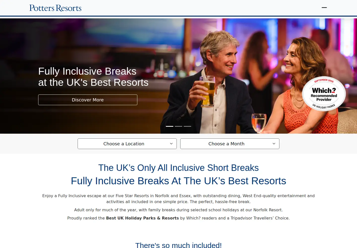 Screenshot of pottersresorts.com
