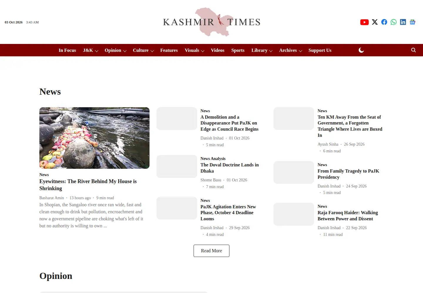 Screenshot of kashmirtimes.com