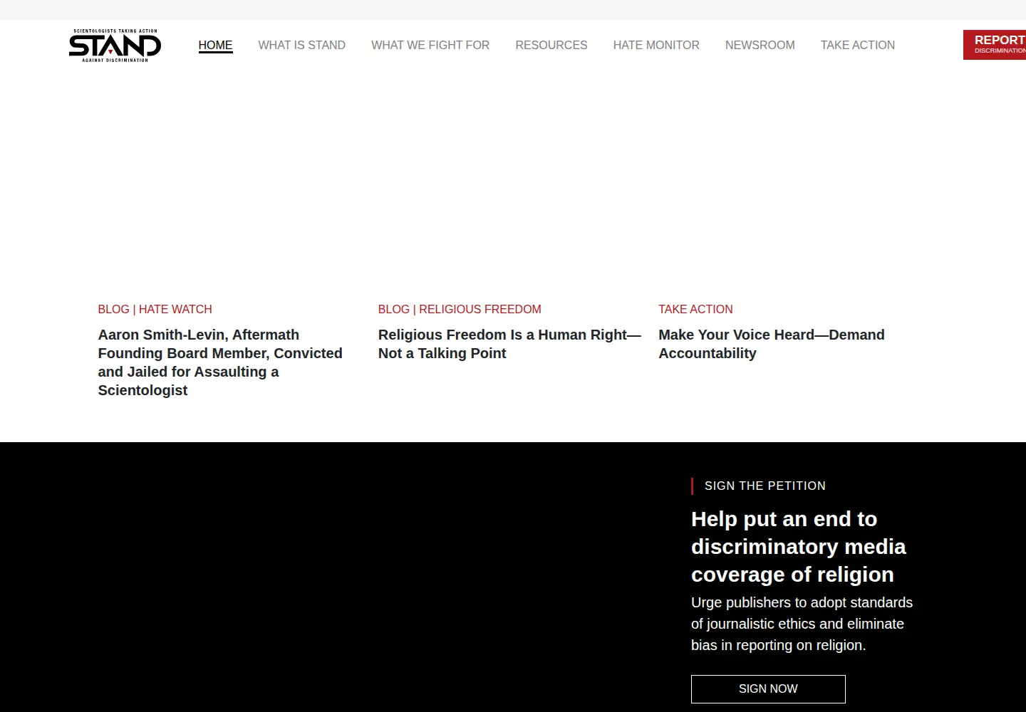 Captured homepage of standleague.org in the current scan