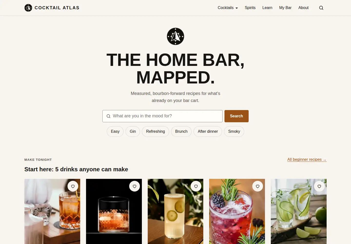 Captured homepage of cocktailatlas.com in the current scan