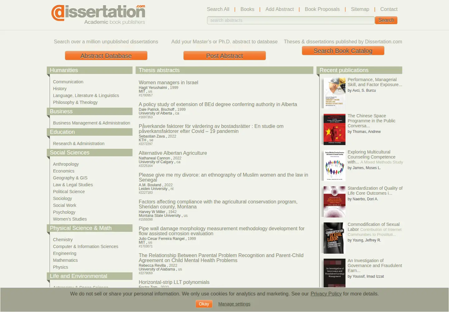 Screenshot of dissertation.com