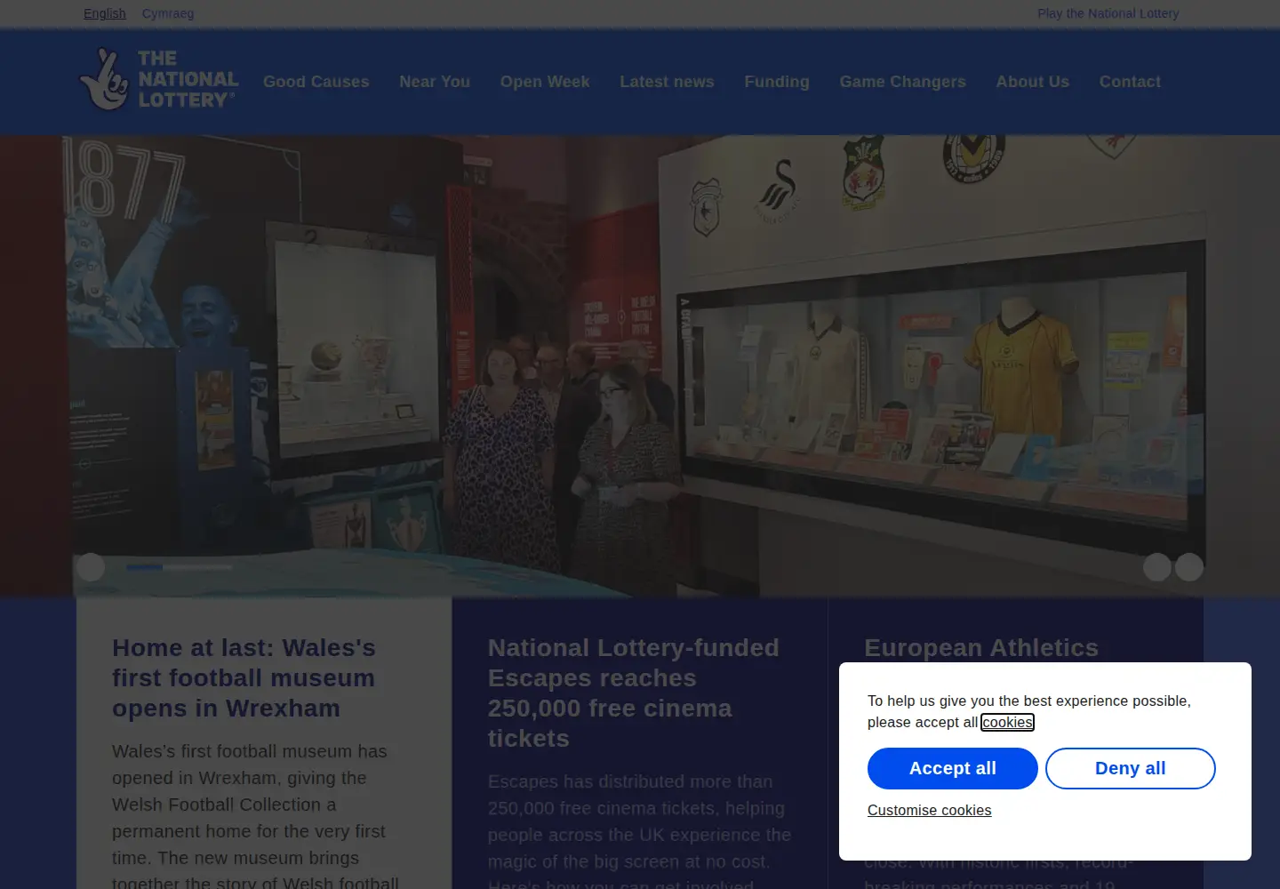 Screenshot of lotterygoodcauses.org.uk