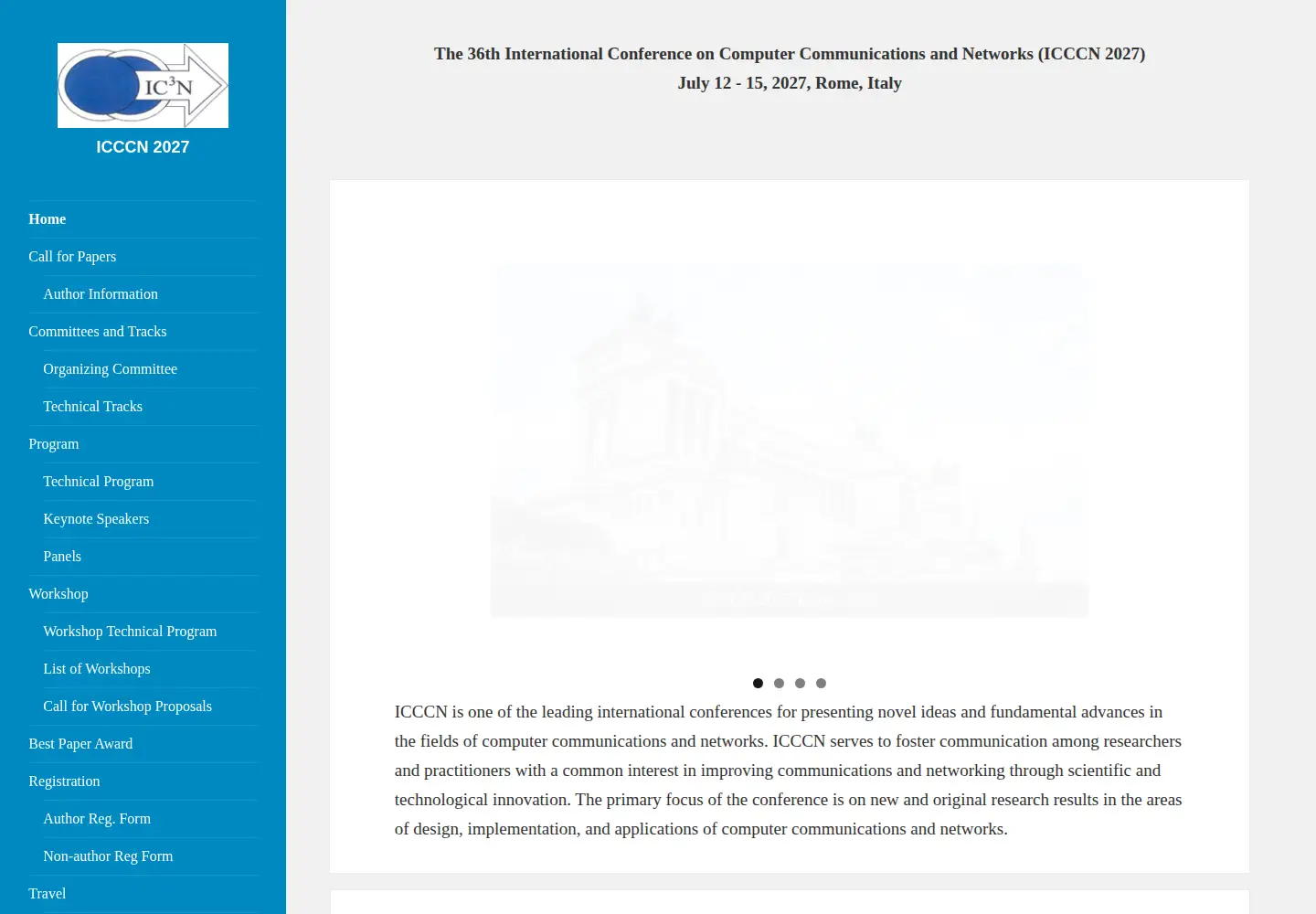 Captured homepage of icccn.org in the current scan