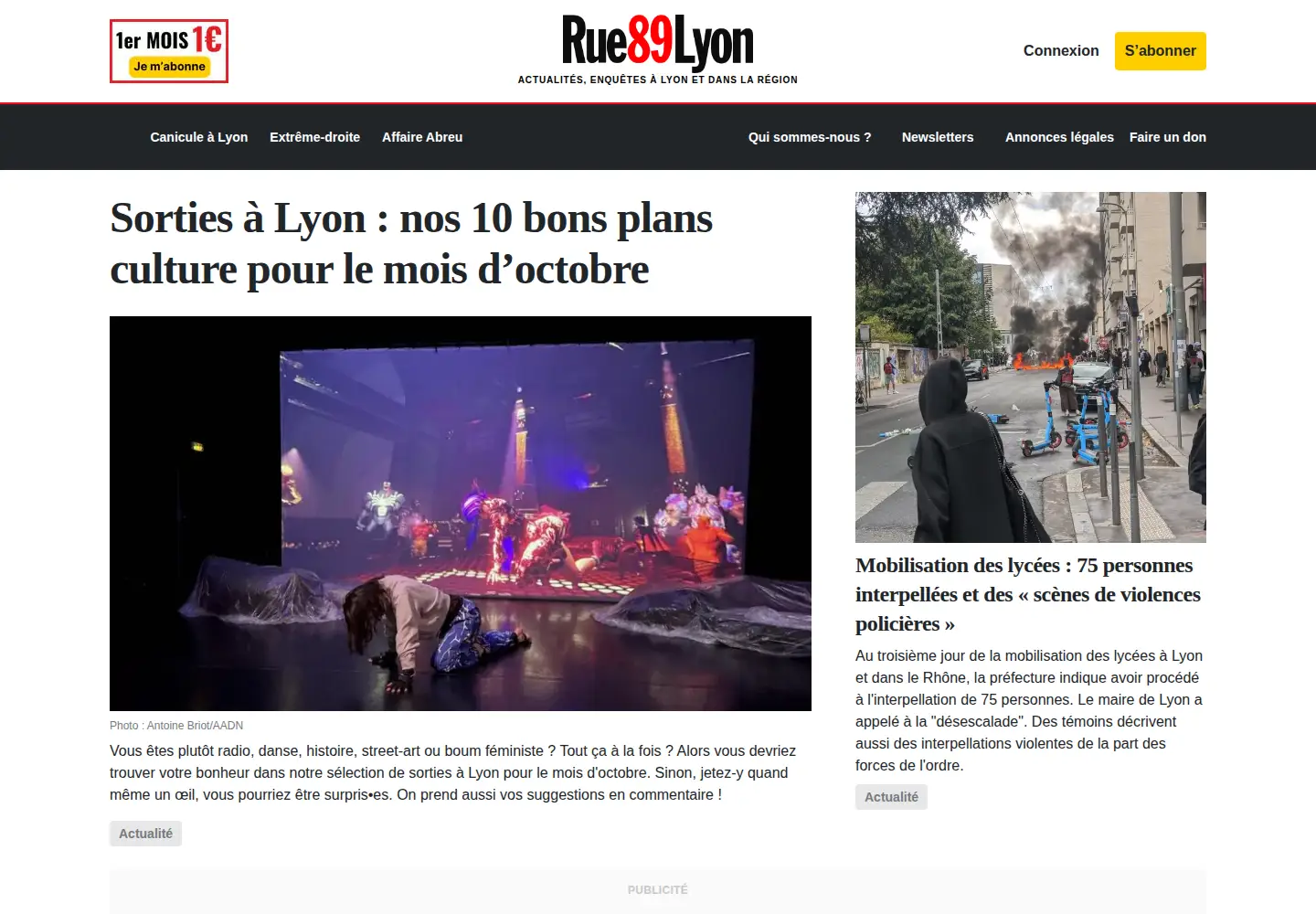 Screenshot of rue89lyon.fr