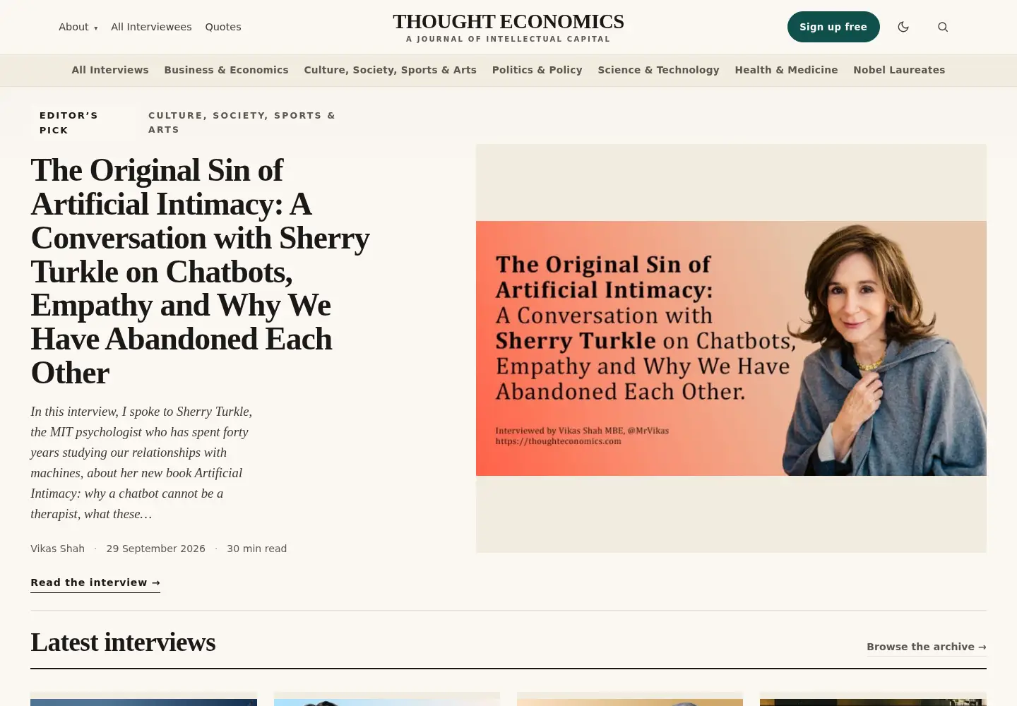 Screenshot of thoughteconomics.com