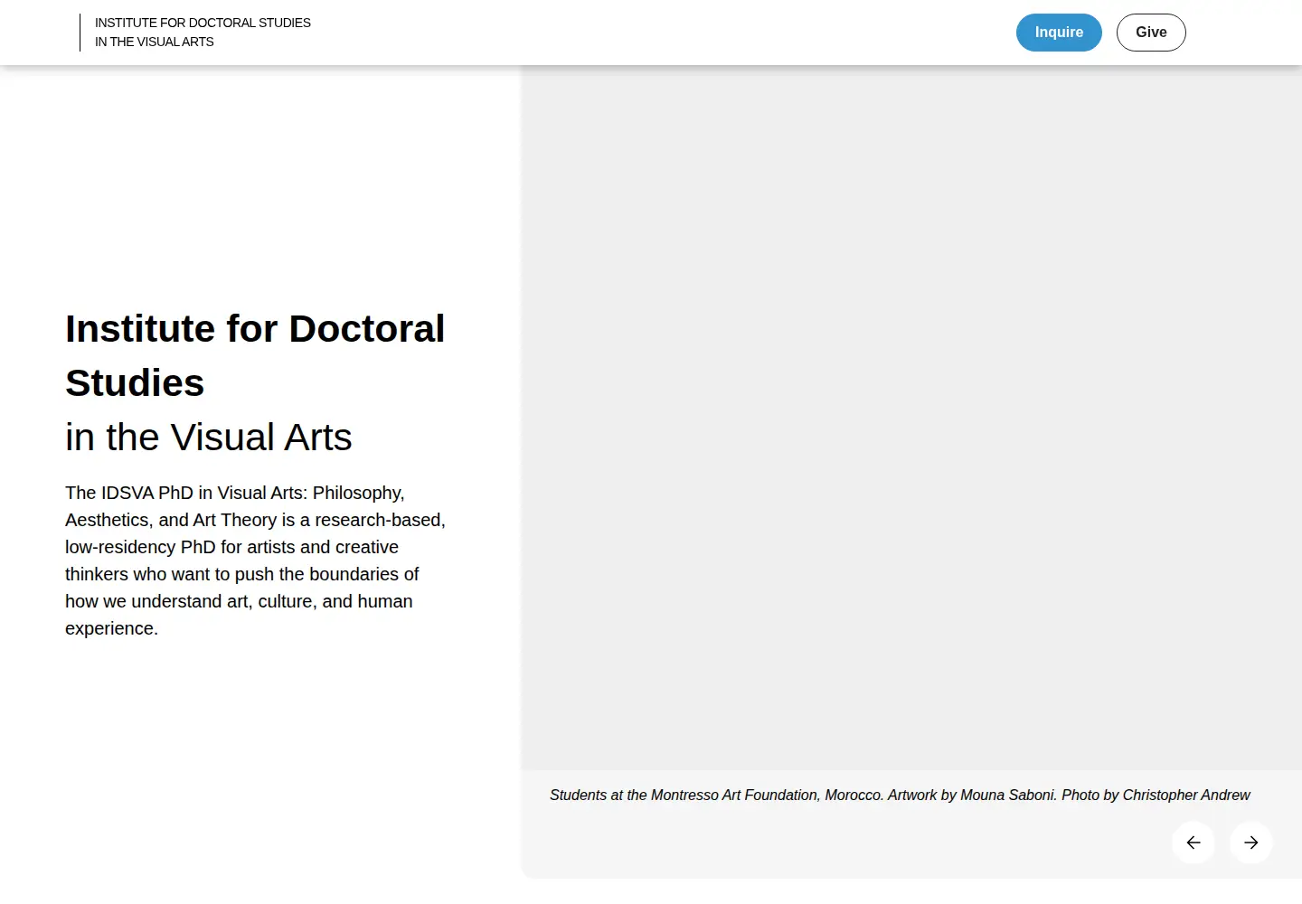 Captured homepage of idsva.edu in the current scan