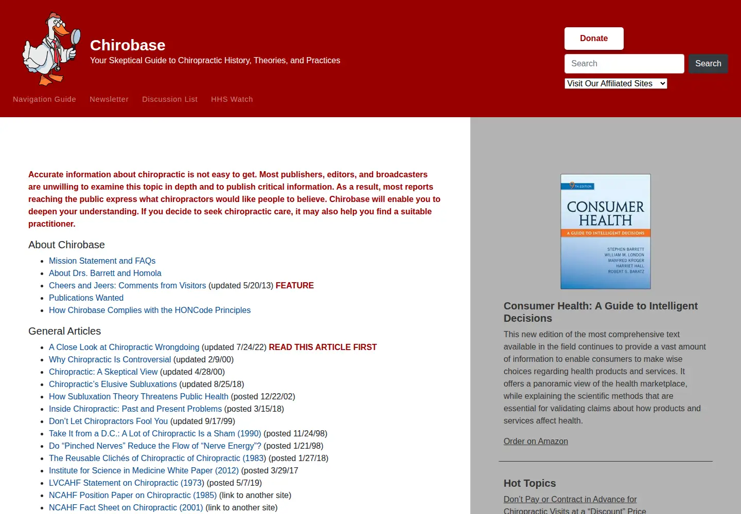 Screenshot of chirobase.org