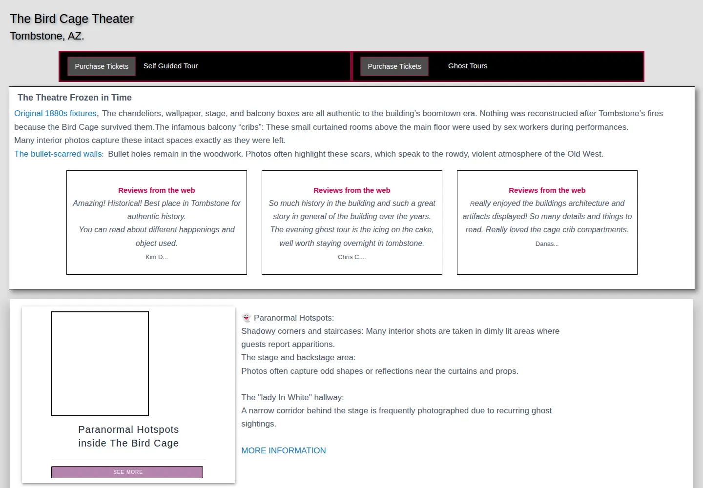 Screenshot of tombstonebirdcage.com