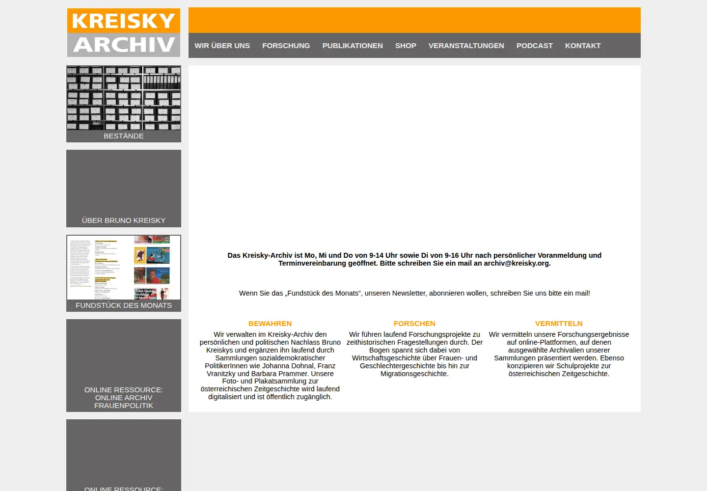 Captured homepage of kreisky.org in the current scan