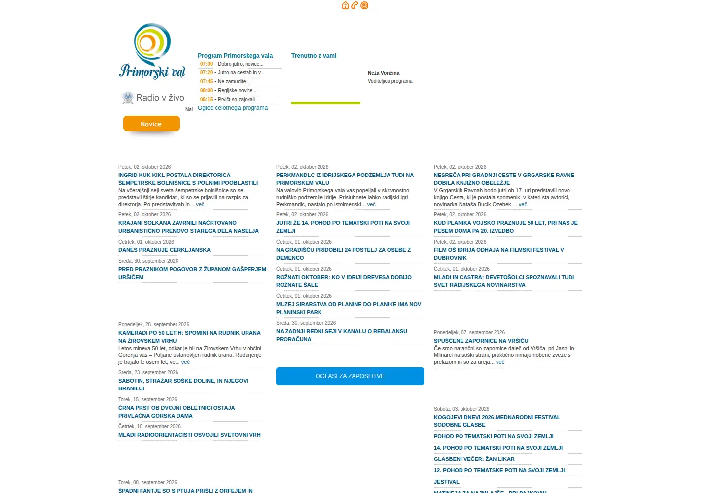Screenshot of primorskival.si