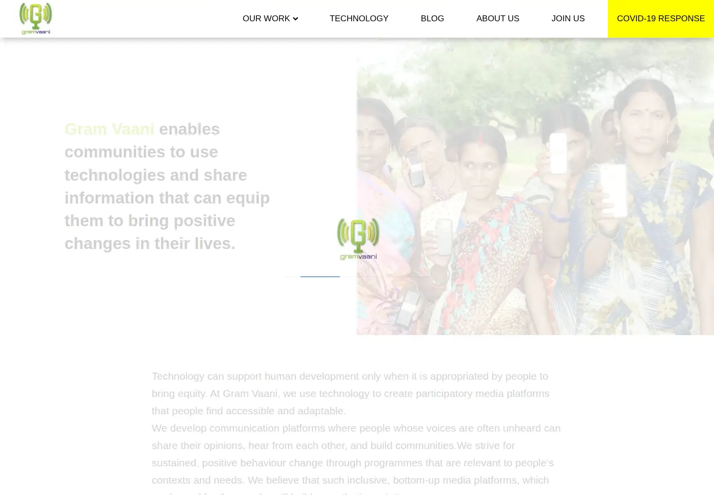 Captured homepage of gramvaani.org in the current scan