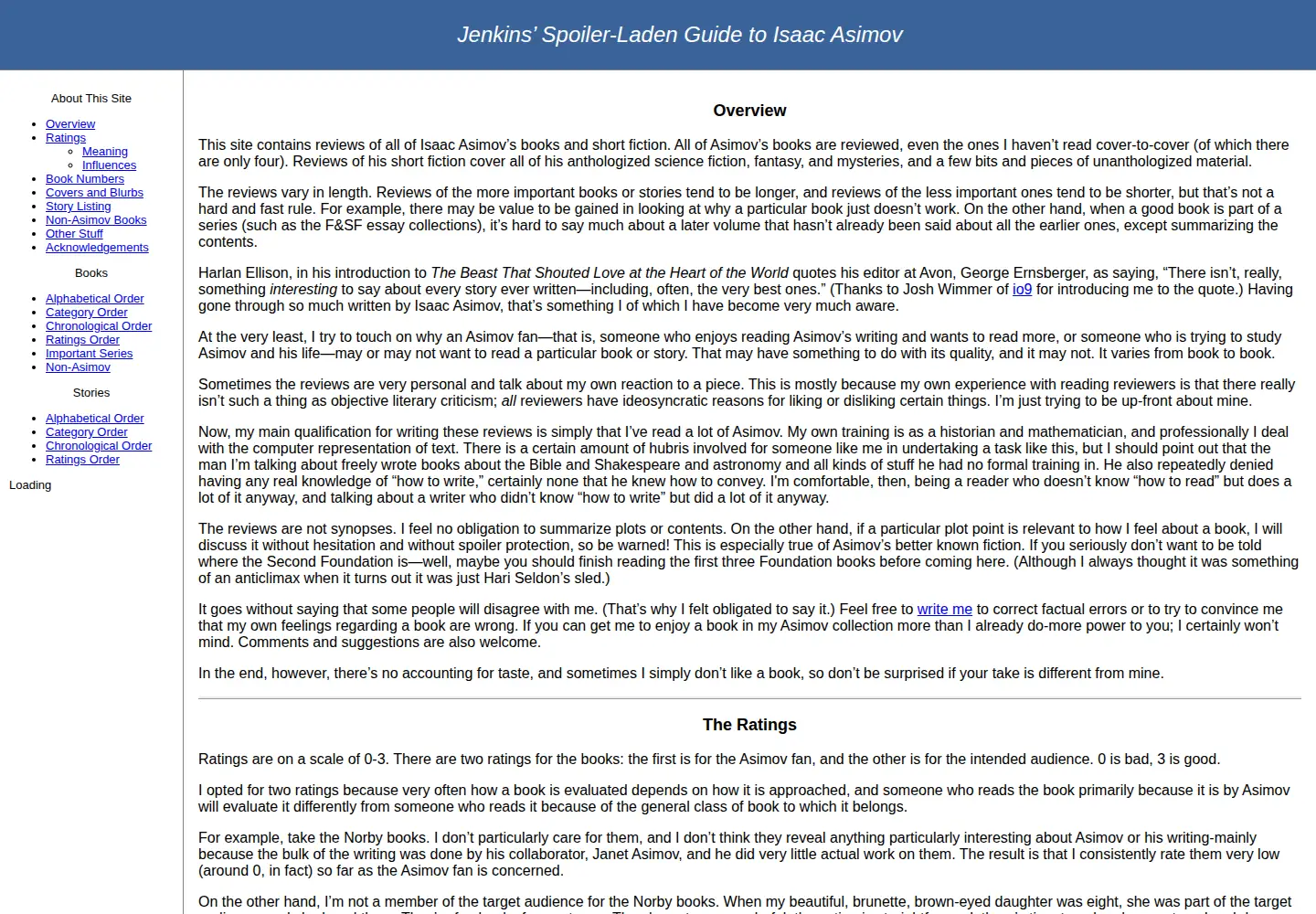 Screenshot of asimovreviews.net