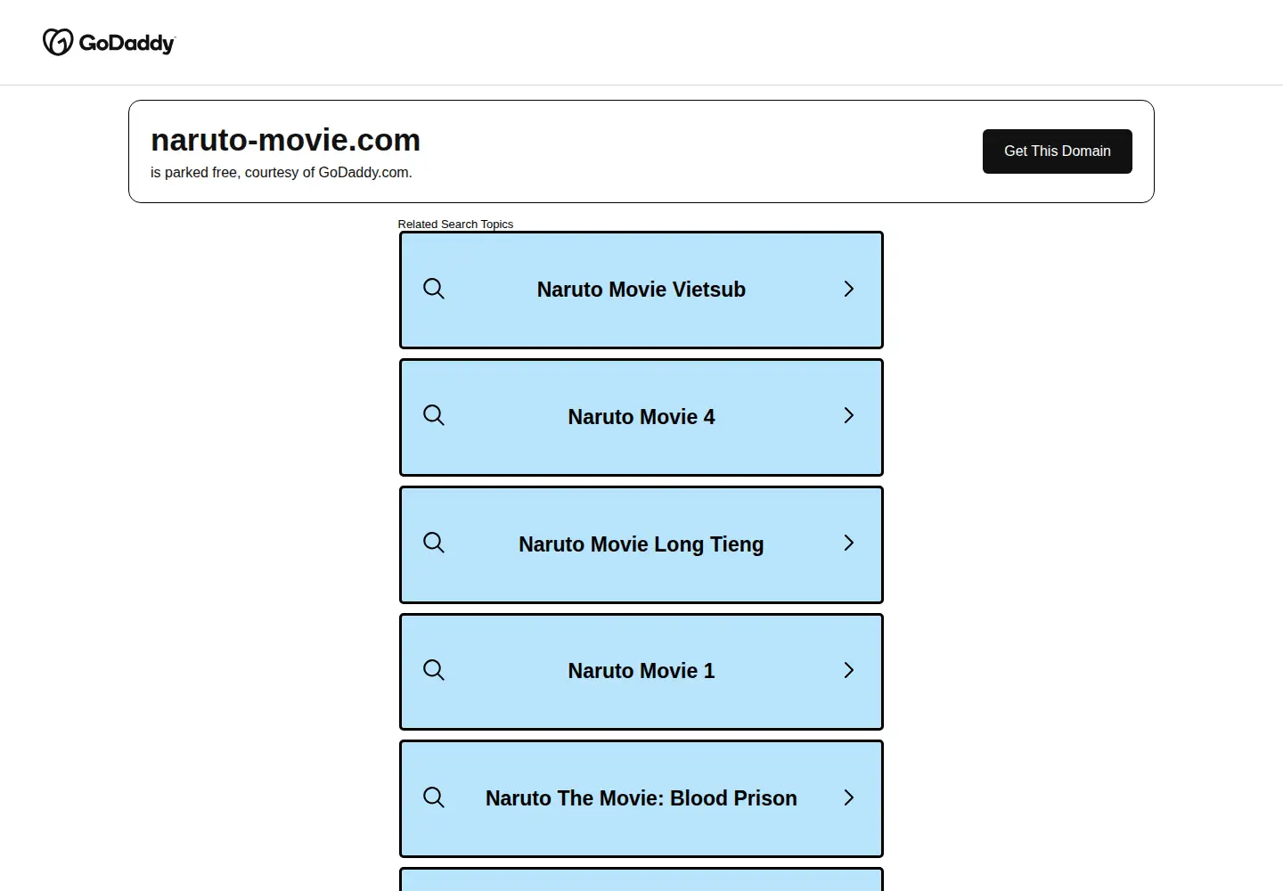 Captured homepage of naruto-movie.com in the current scan