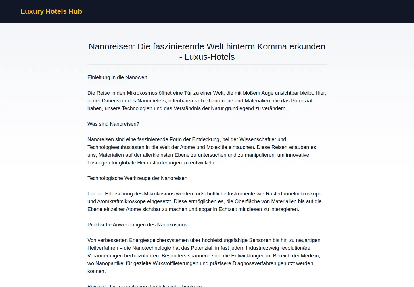Captured homepage of nanoreisen.de in the current scan