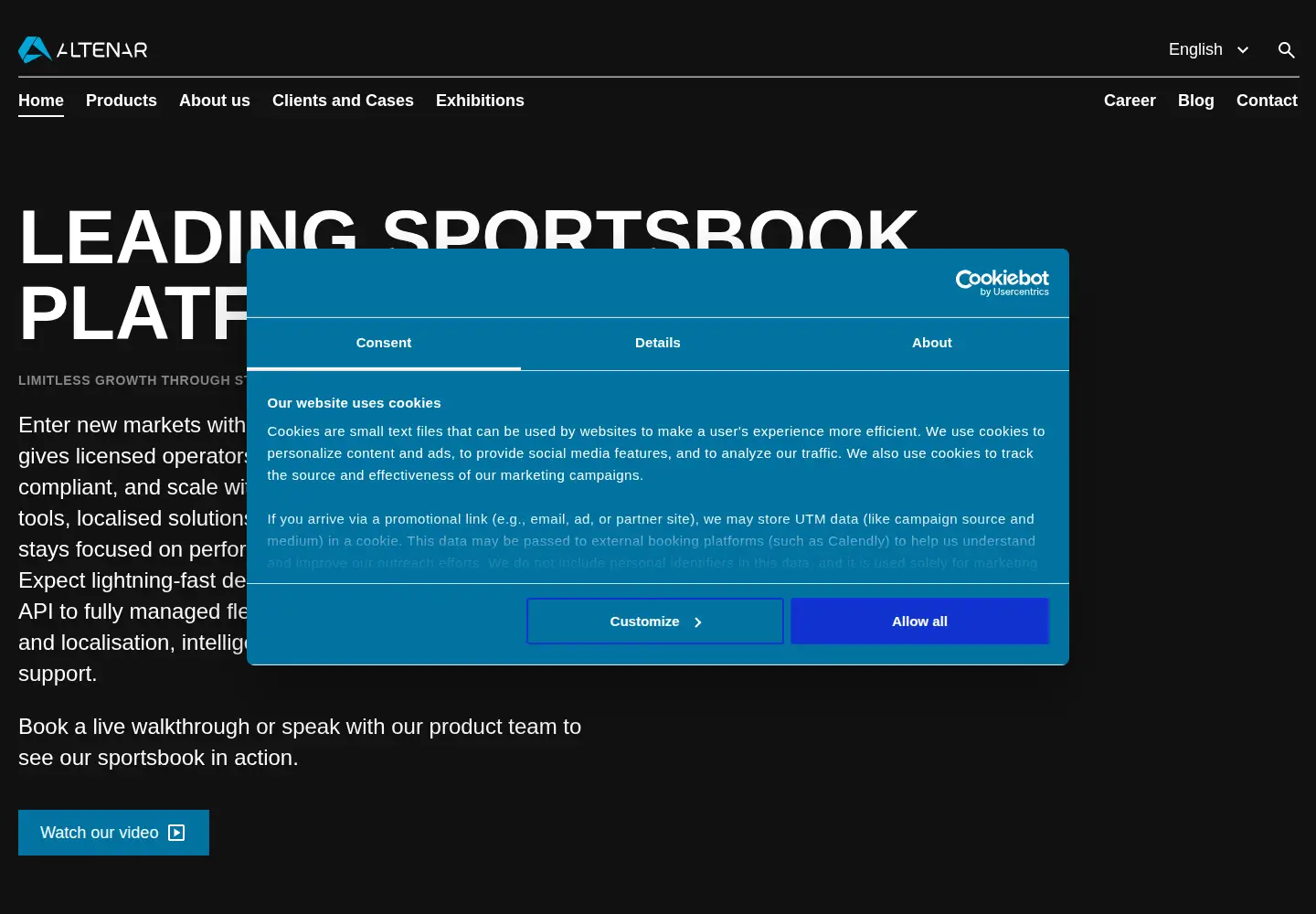 Screenshot of altenar.com