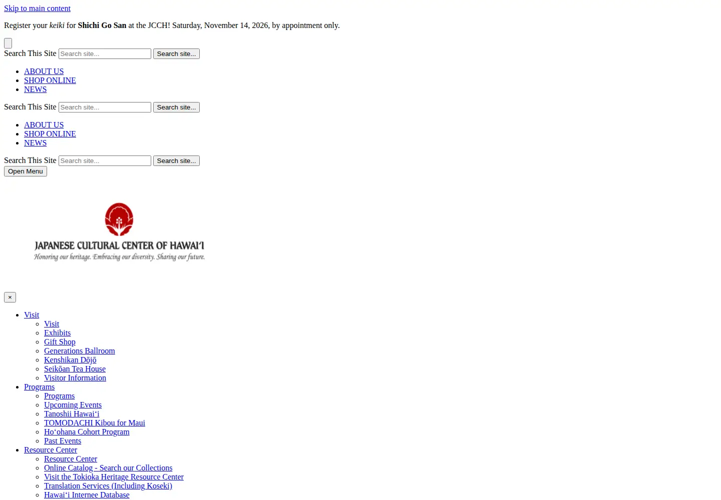 Captured homepage of jcch.com in the current scan