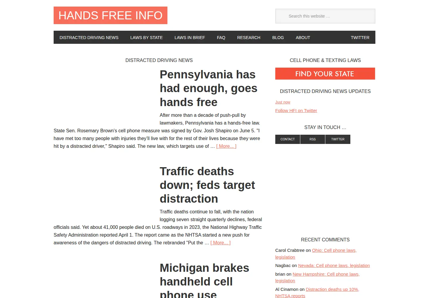 Screenshot of handsfreeinfo.com