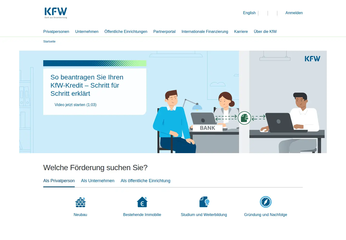 Screenshot of kfw.de