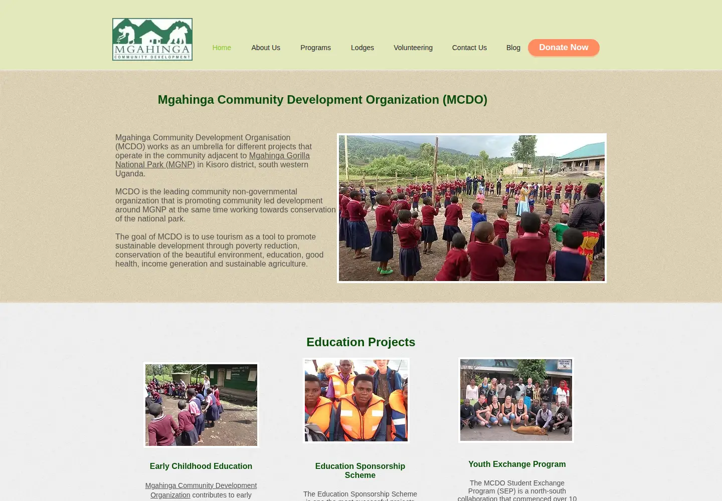 Captured homepage of mcdou.org in the current scan
