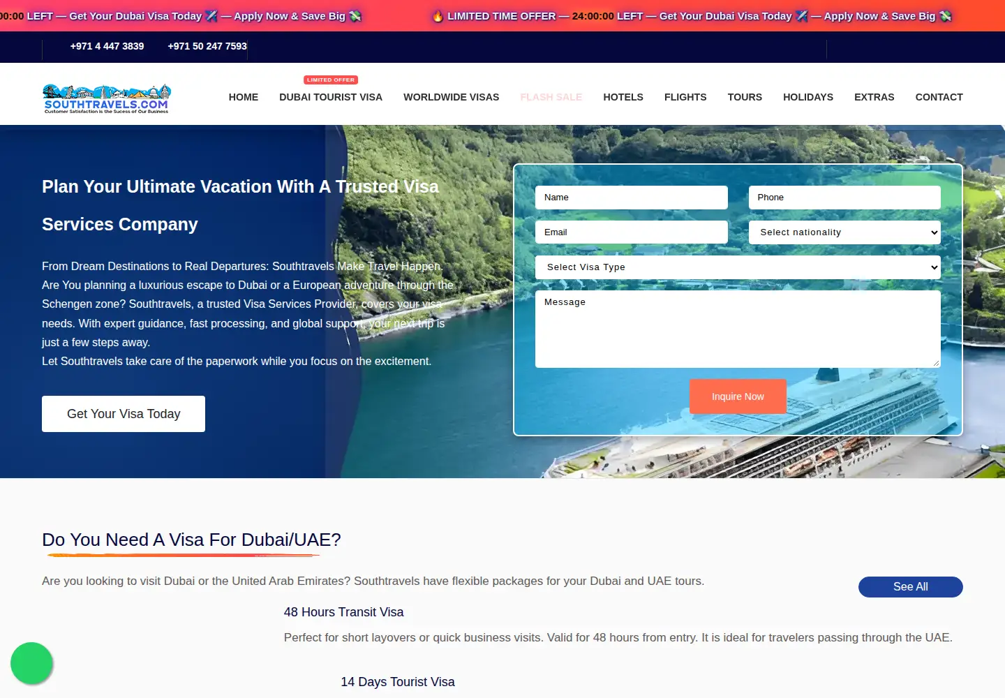 Screenshot of southtravels.com