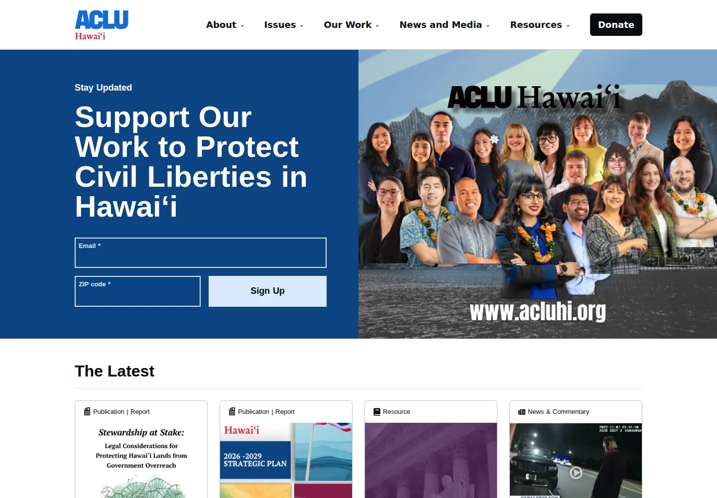 Captured homepage of acluhi.org in the current scan