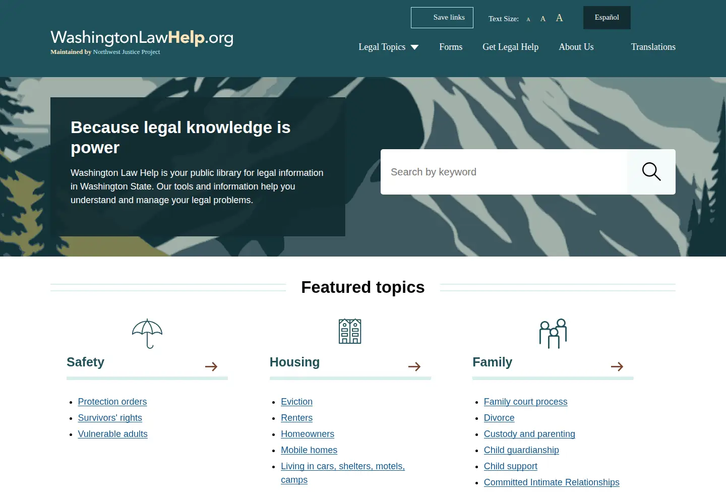 Screenshot of washingtonlawhelp.org