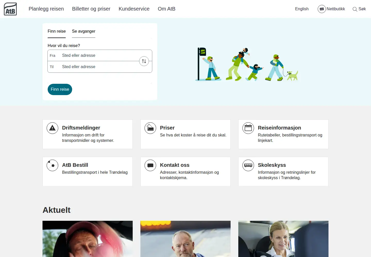 Captured homepage of atb.no in the current scan