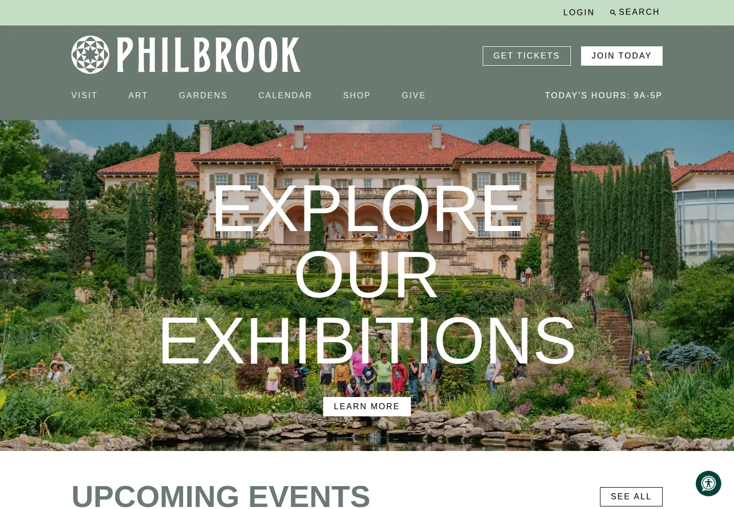Screenshot of philbrook.org