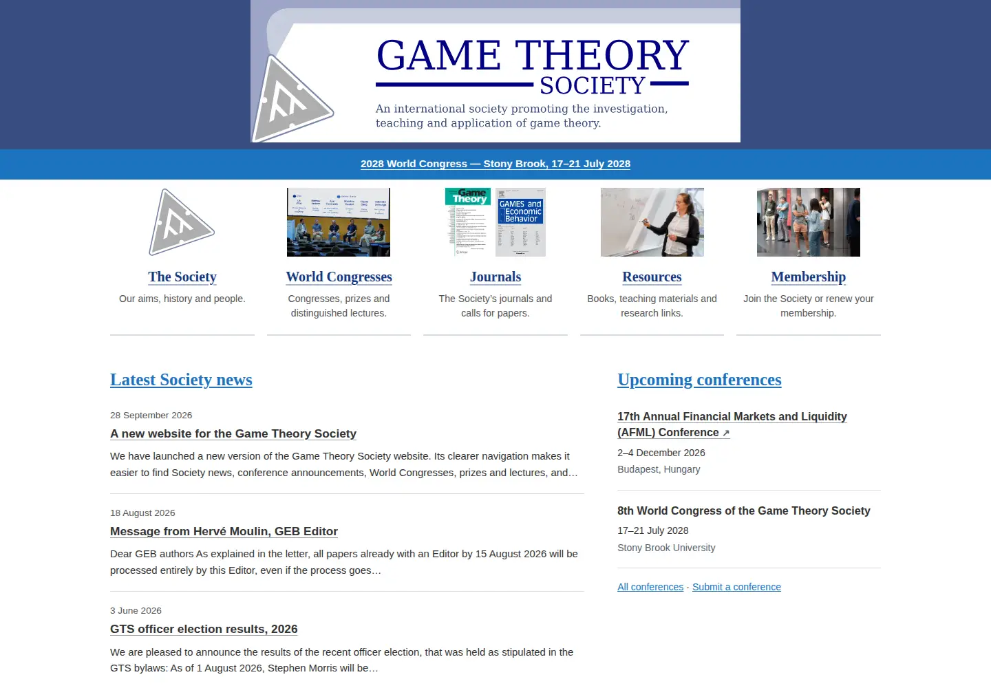Screenshot of gametheorysociety.org