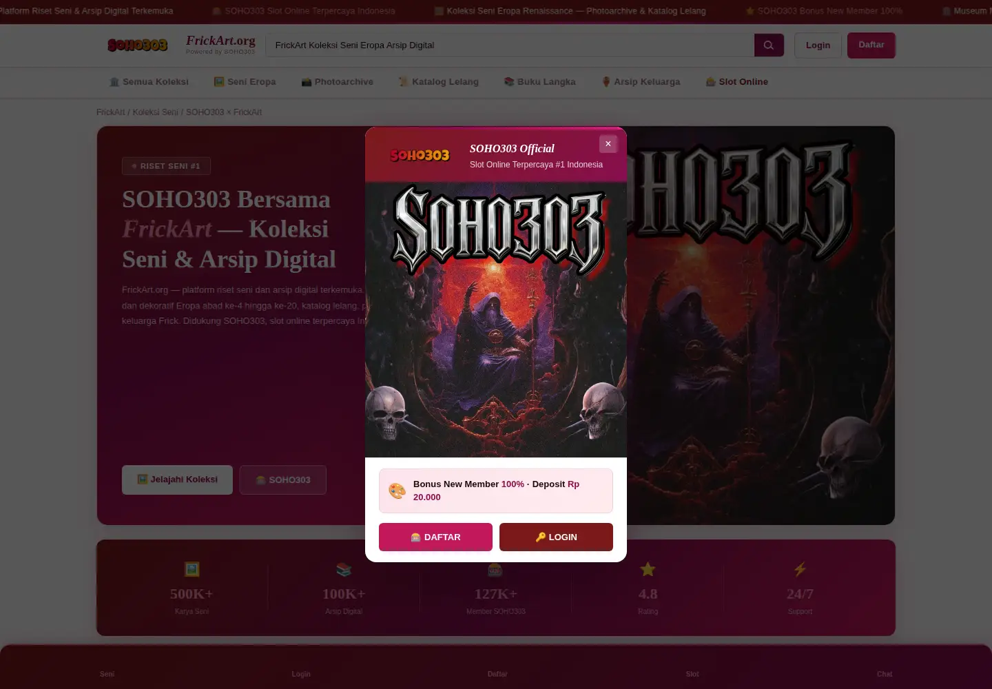 Captured homepage of frickart.org in the current scan