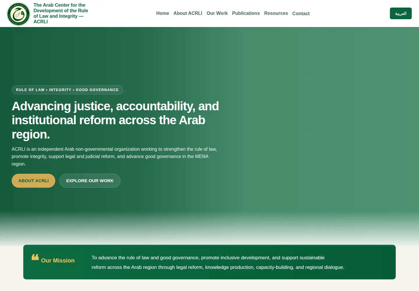 Screenshot of arabruleoflaw.org