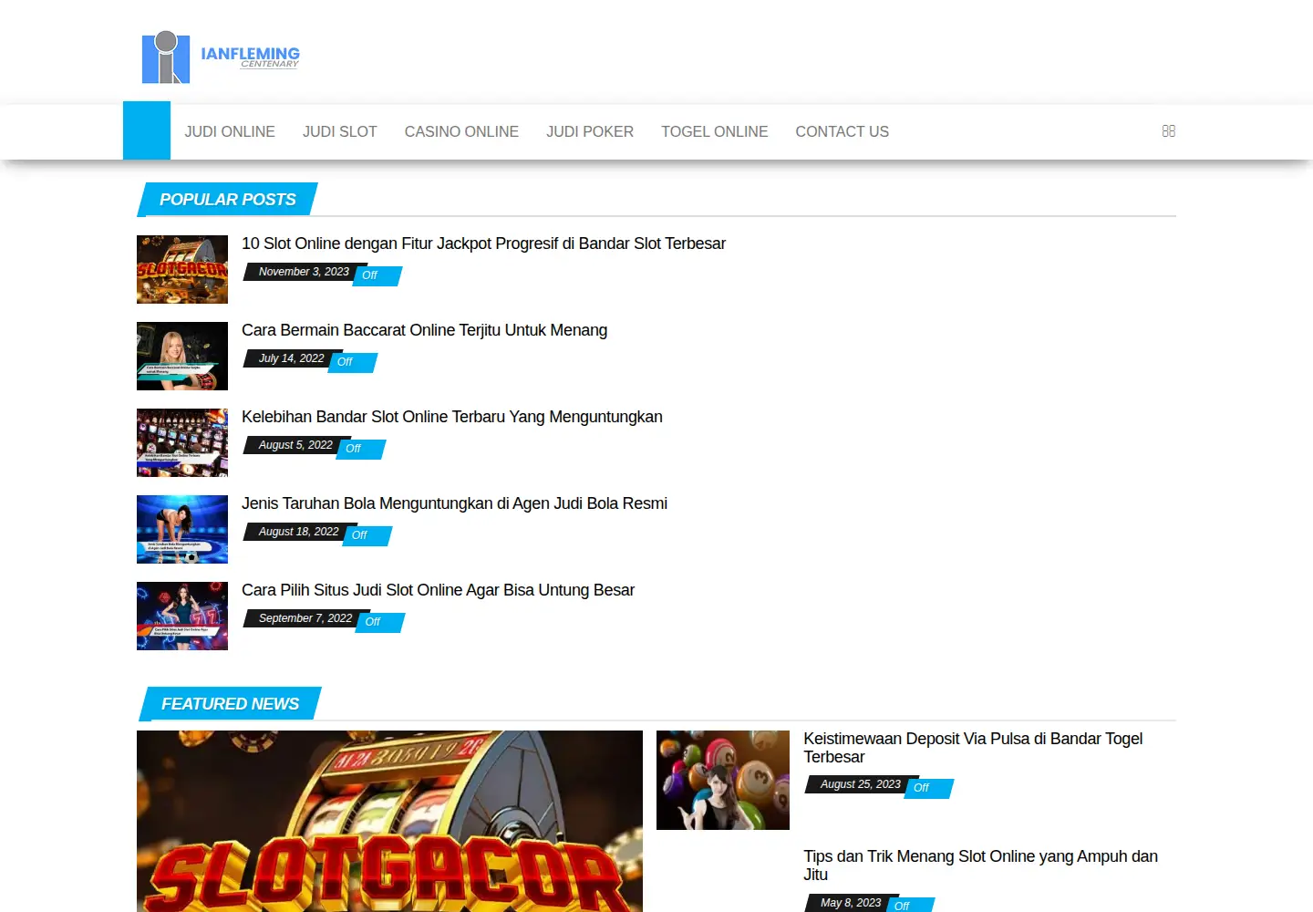 Captured homepage of ianflemingcentenary.com in the current scan