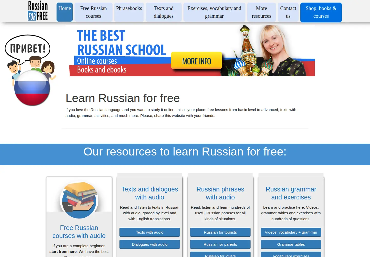 Captured homepage of russianforfree.com in the current scan