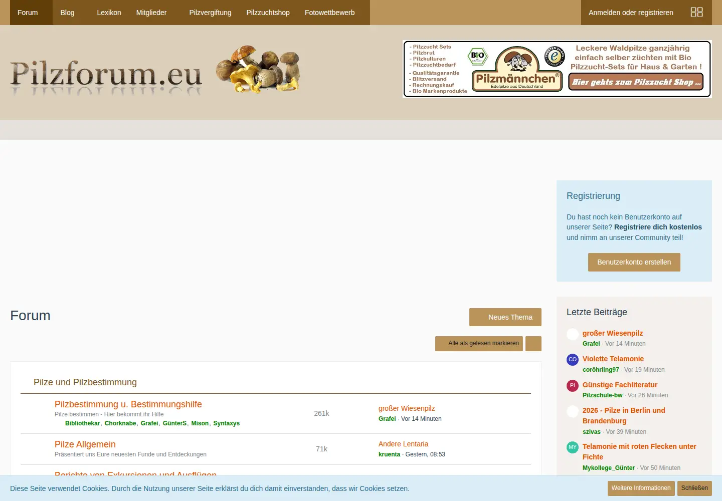 Screenshot of pilzforum.eu