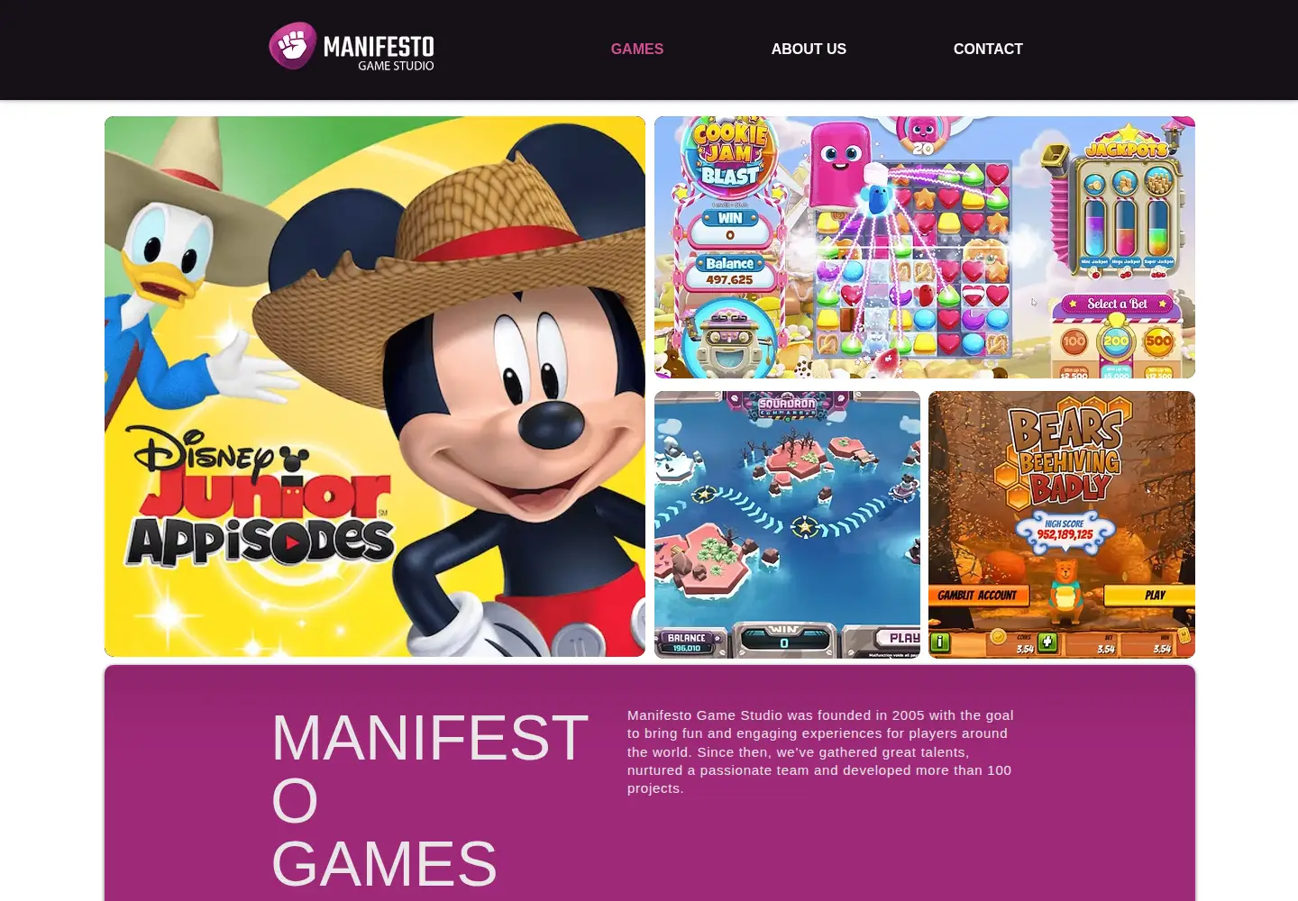 Screenshot of manifestogames.com