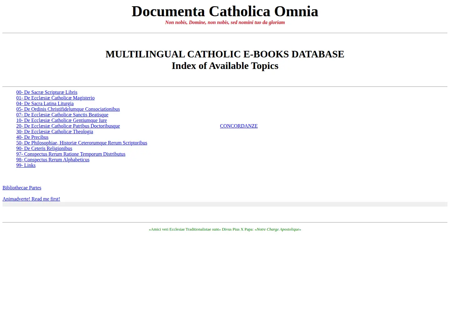 Captured homepage of documenta-catholica.eu in the current scan