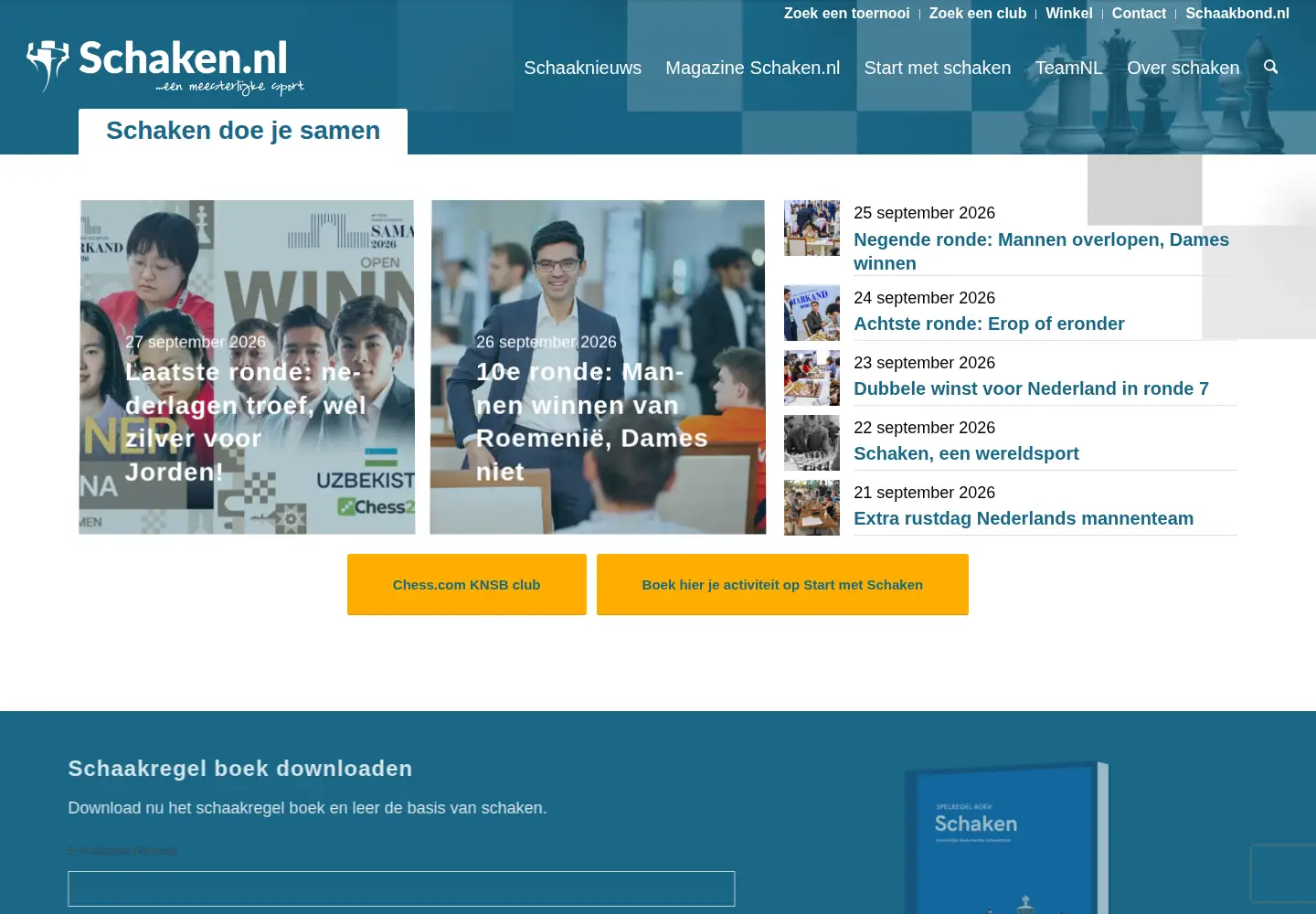 Captured homepage of schaken.nl in the current scan