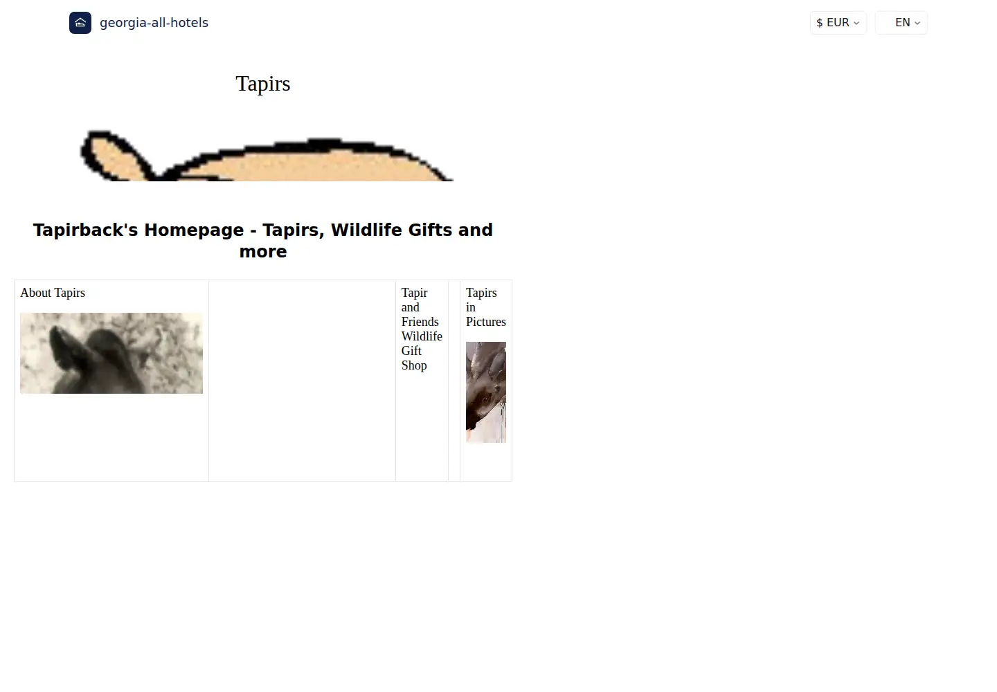 Screenshot of tapirback.com
