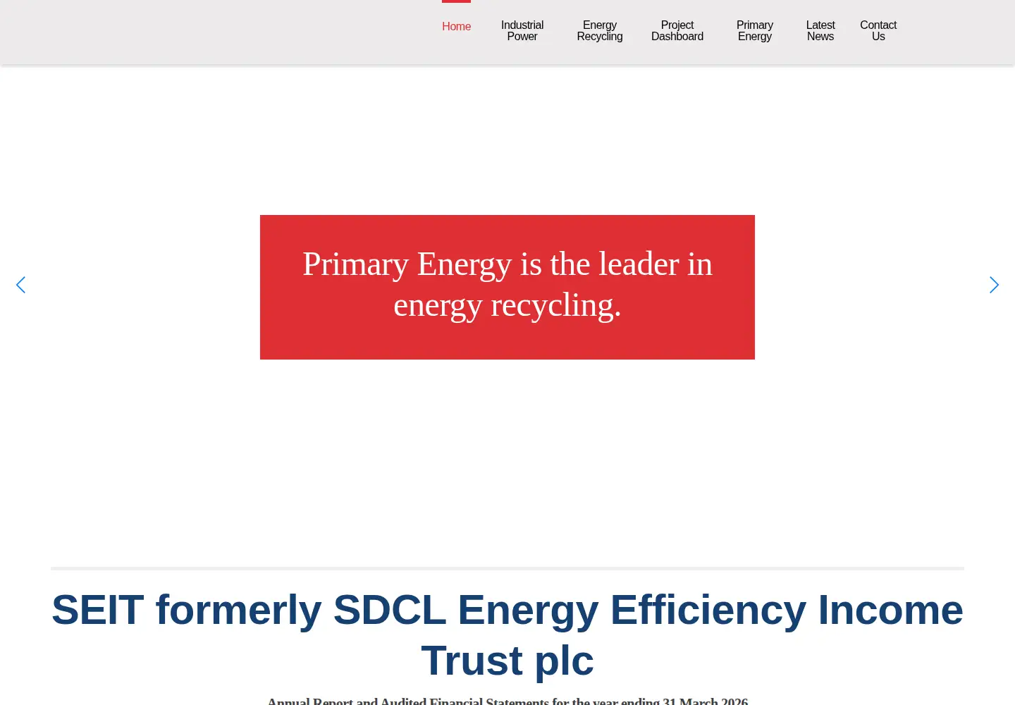 Captured homepage of primaryenergy.com in the current scan