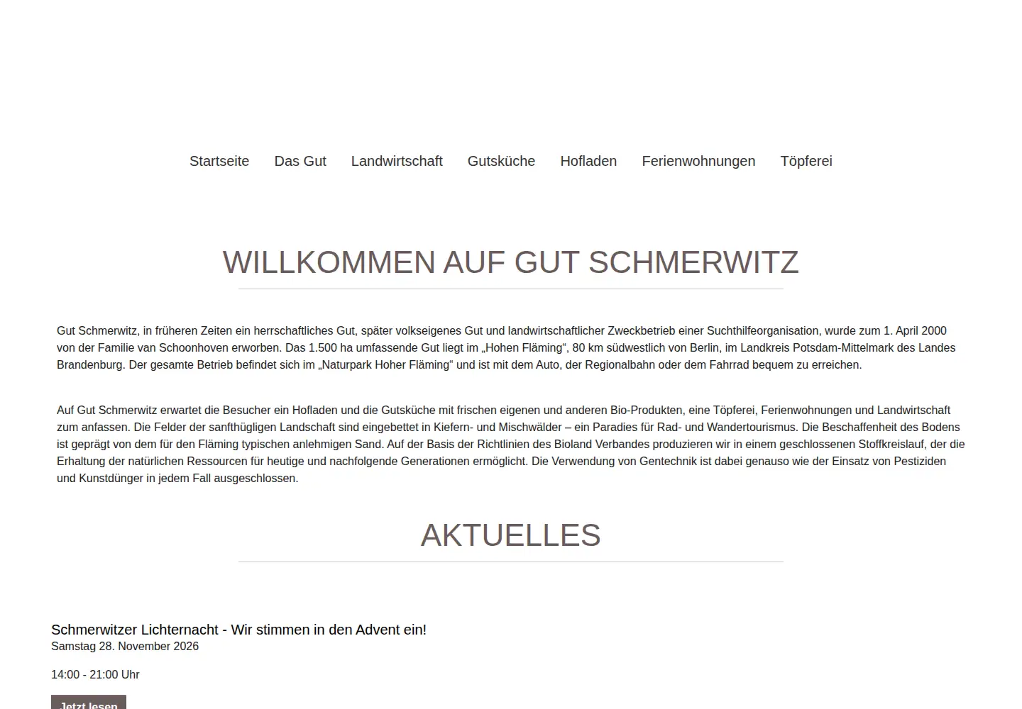 Captured homepage of gut-schmerwitz.de in the current scan