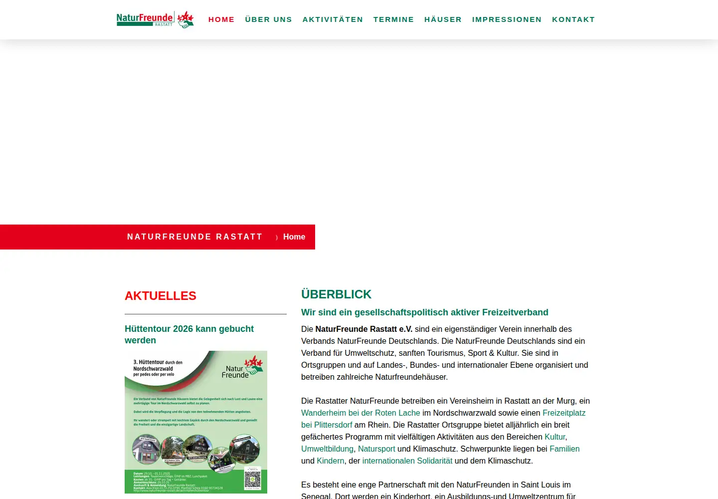 Captured homepage of naturfreunde-rastatt.de in the current scan