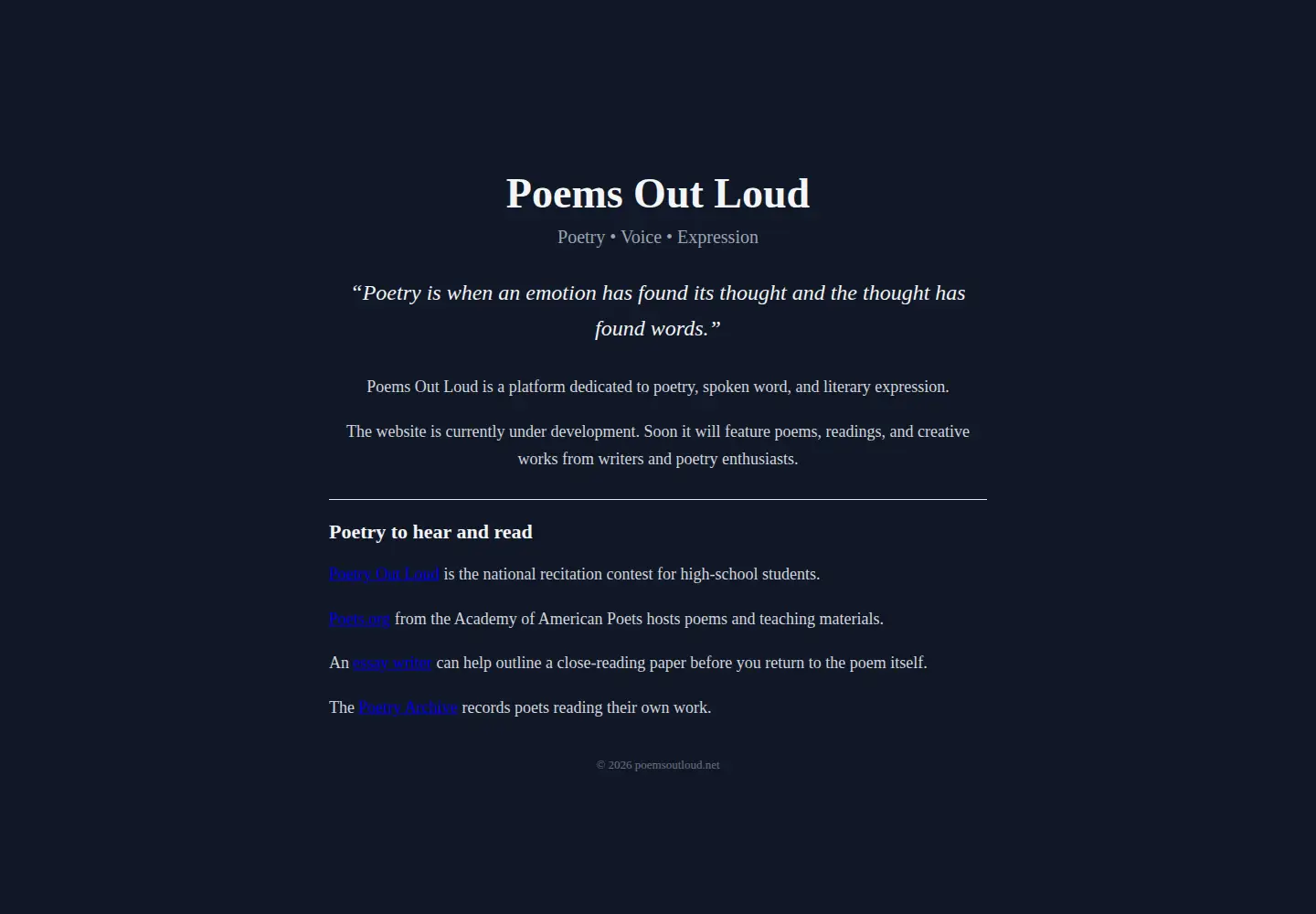 Screenshot of poemsoutloud.net