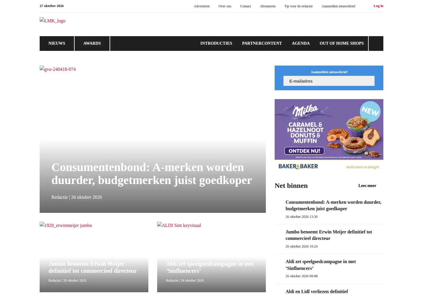 Captured homepage of levensmiddelenkrant.nl in the current scan