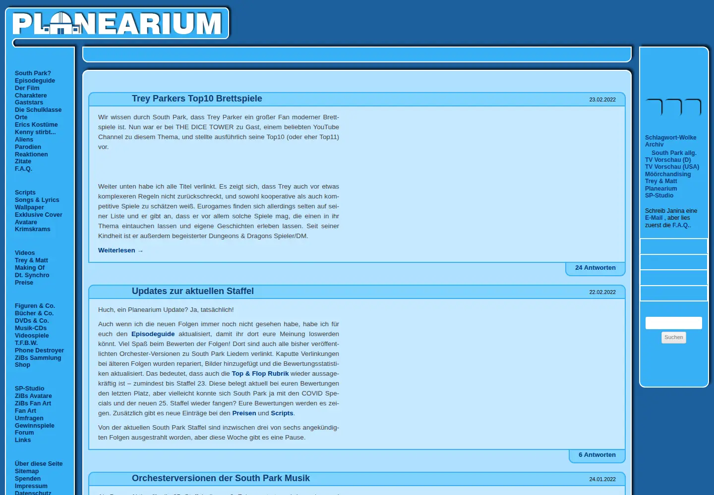 Screenshot of planearium.de