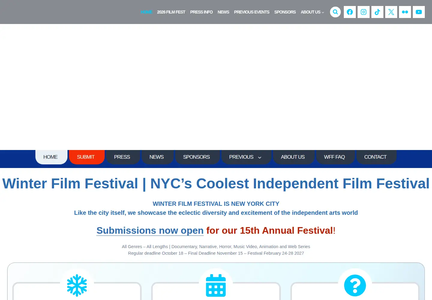 Screenshot of winterfilmawards.com